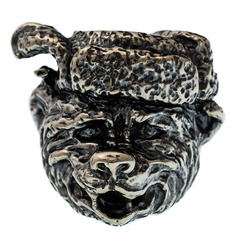 Фото Бусина для темляка Медведь в ушанке, мельхиор