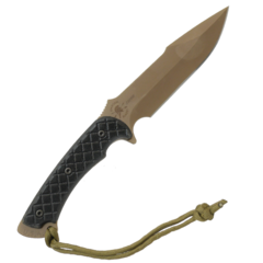 Фото Нож с фиксированным клинком Spartan Blades Horkos, сталь CPM-S35VN Flat Dark Earth, рукоять черная микарта, чехол мультикам