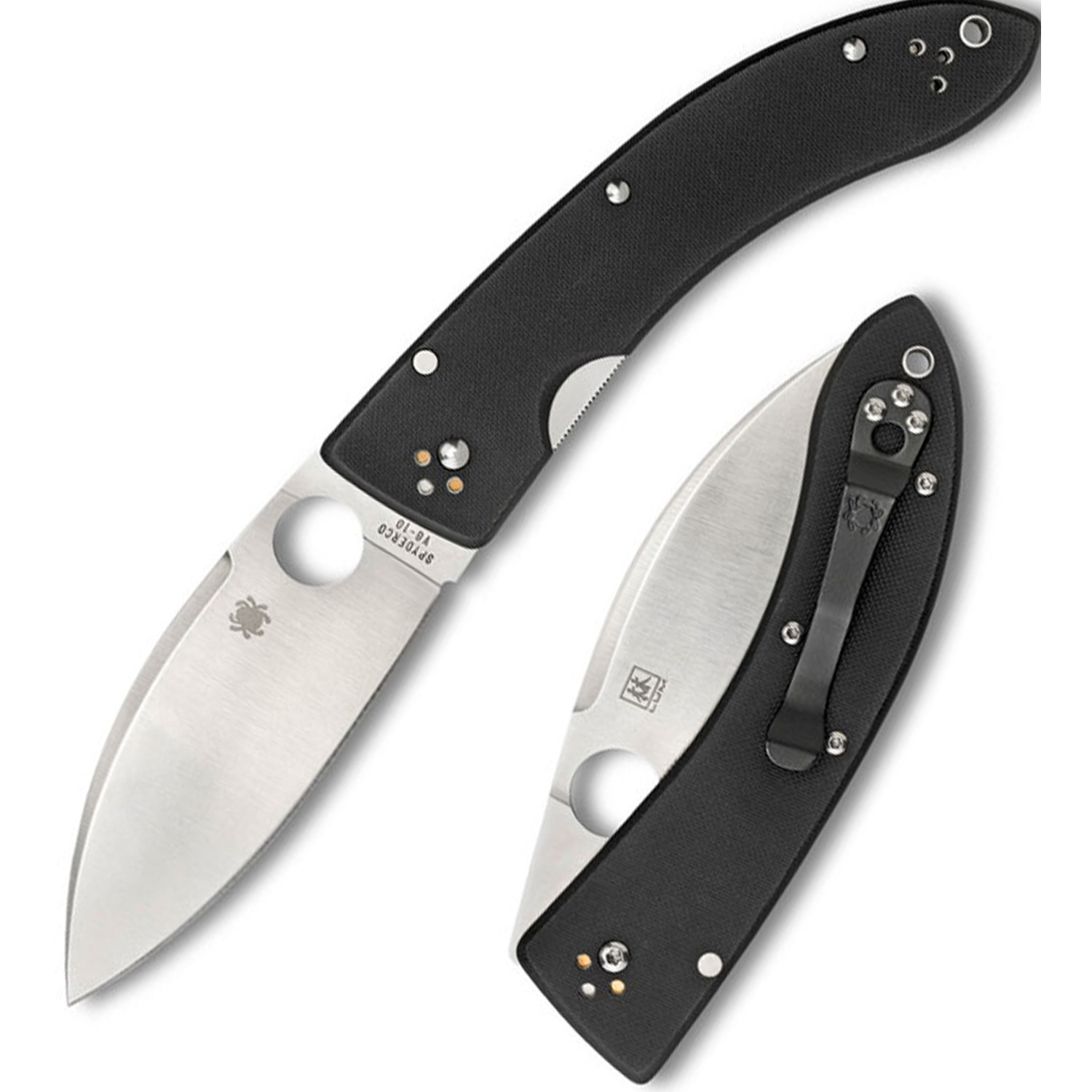 фото Нож складной lil' lum large chinese folder spyderco 143gp, сталь vg-10 satin plain, рукоять стеклотекстолит g10, чёрный