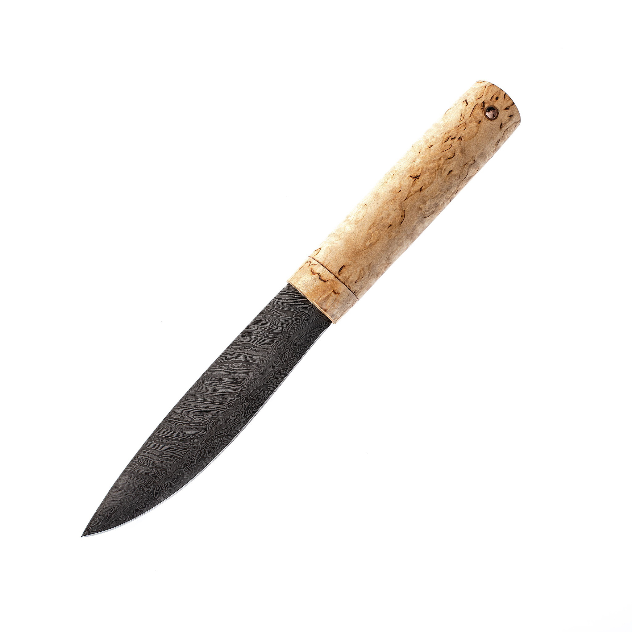 Нож Якутский средний, сталь дамаск, рукоять карельская береза - фото 1