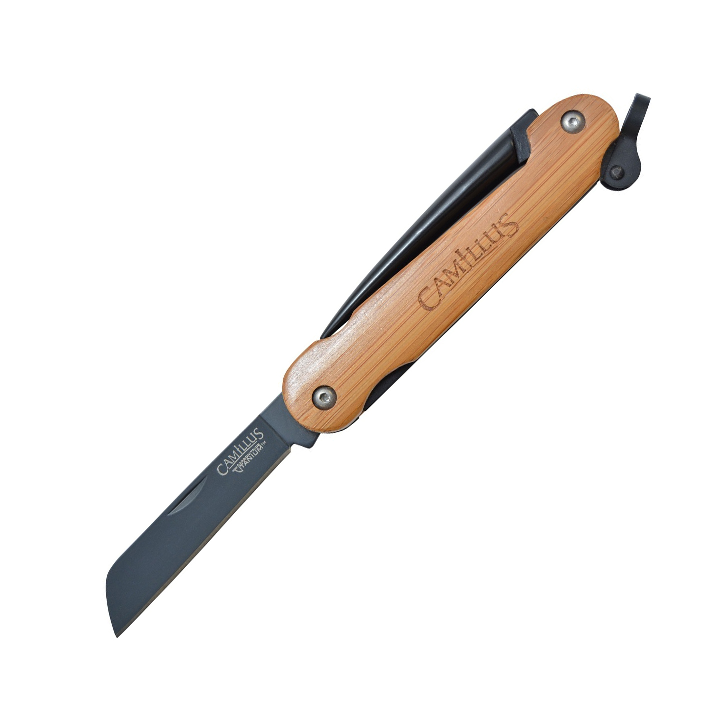 Нож складной Camillus Nautical Sailing Knife with Marlin Spike, Carbonitride Titanium® Aus-8 Steel, Bamboo Handles 6.4 см. - фото 1