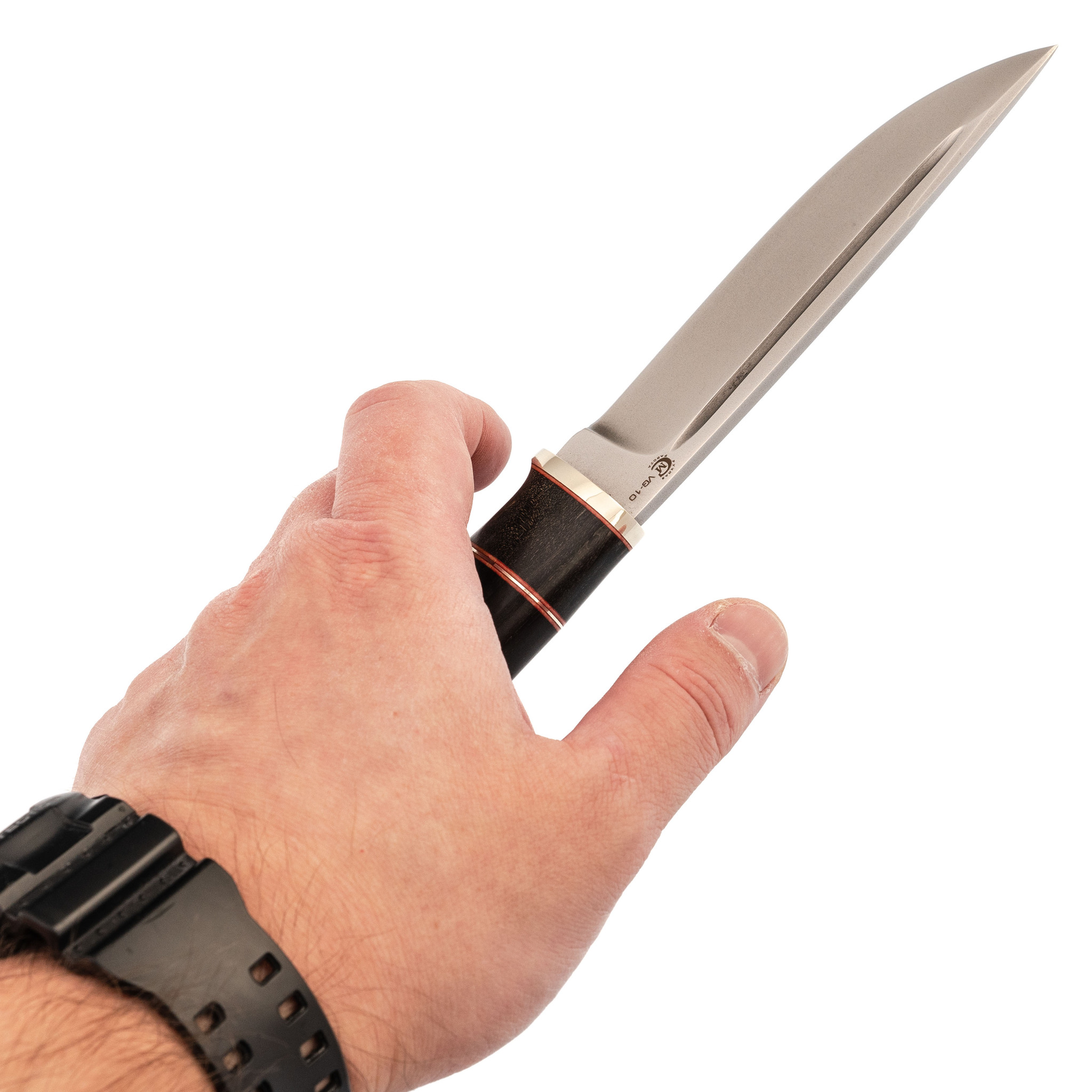 Нож Пуукко, сталь VG10, рукоять карельская береза, граб - фото 6