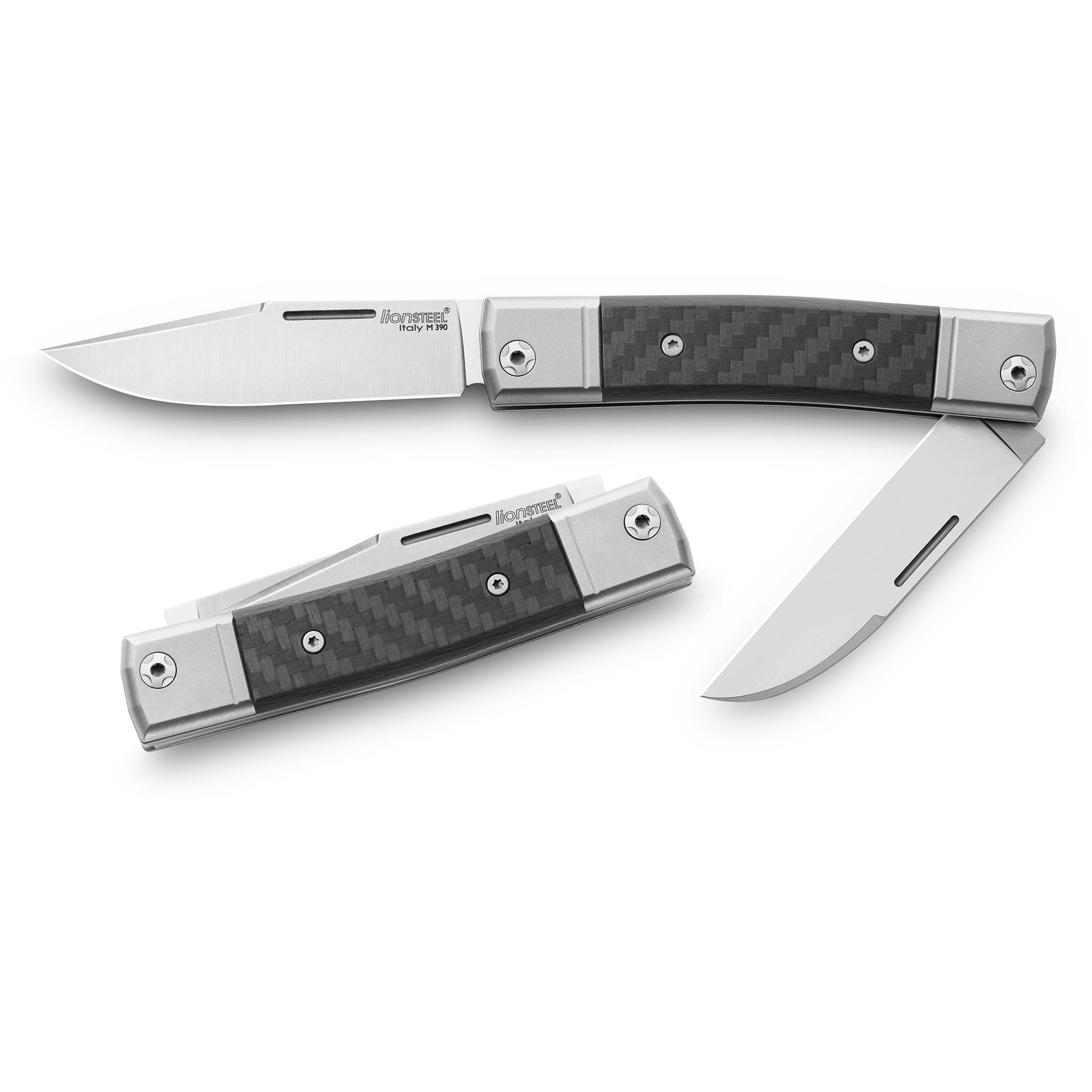 Складной нож LionSteel BestMan Two blades, сталь M390, рукоять Carbon fibre