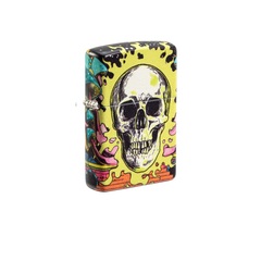 Фото Зажигалка ZIPPO Skull Design с покрытием Glow In The Dark Green,латунь/сталь, разноцветная