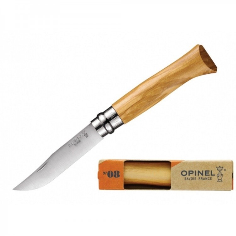 Нож складной Opinel №8 Olive Wood, сталь Sandvik™ 12С27, рукоять оливковое дерево, 002020 - фото 2