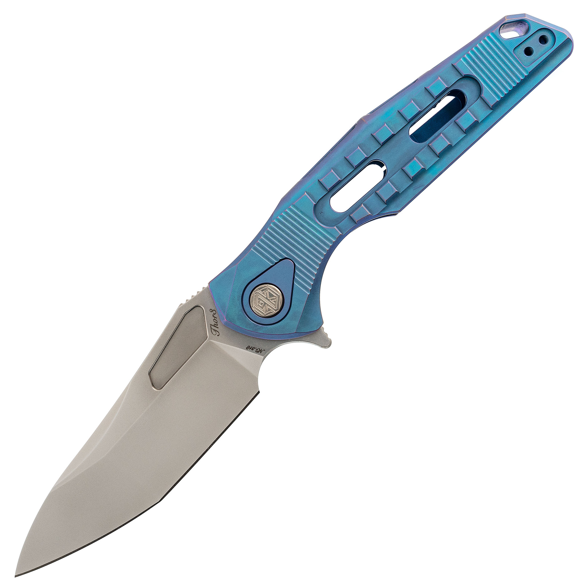 Нож складной Thor 3 Rikeknife, сталь M390, Blue Titanium