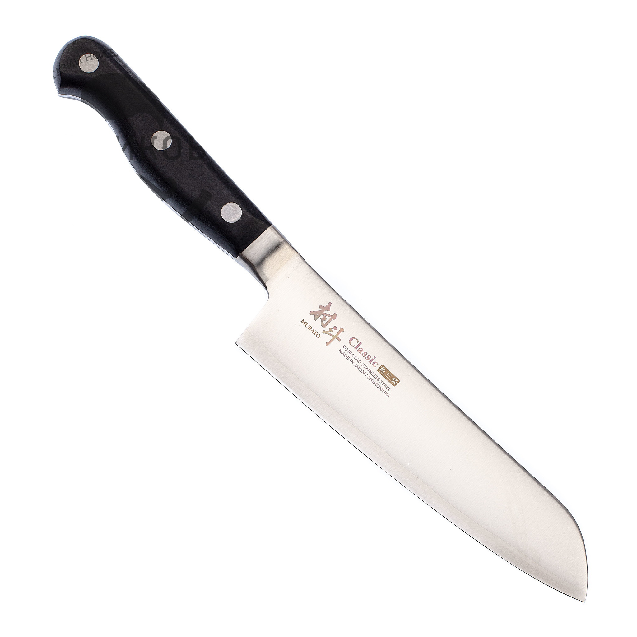 Нож кухонный Сантоку Shimomura MURATO Classic 170 мм, сталь VG-10, рукоять Pakka Wood - фото 2