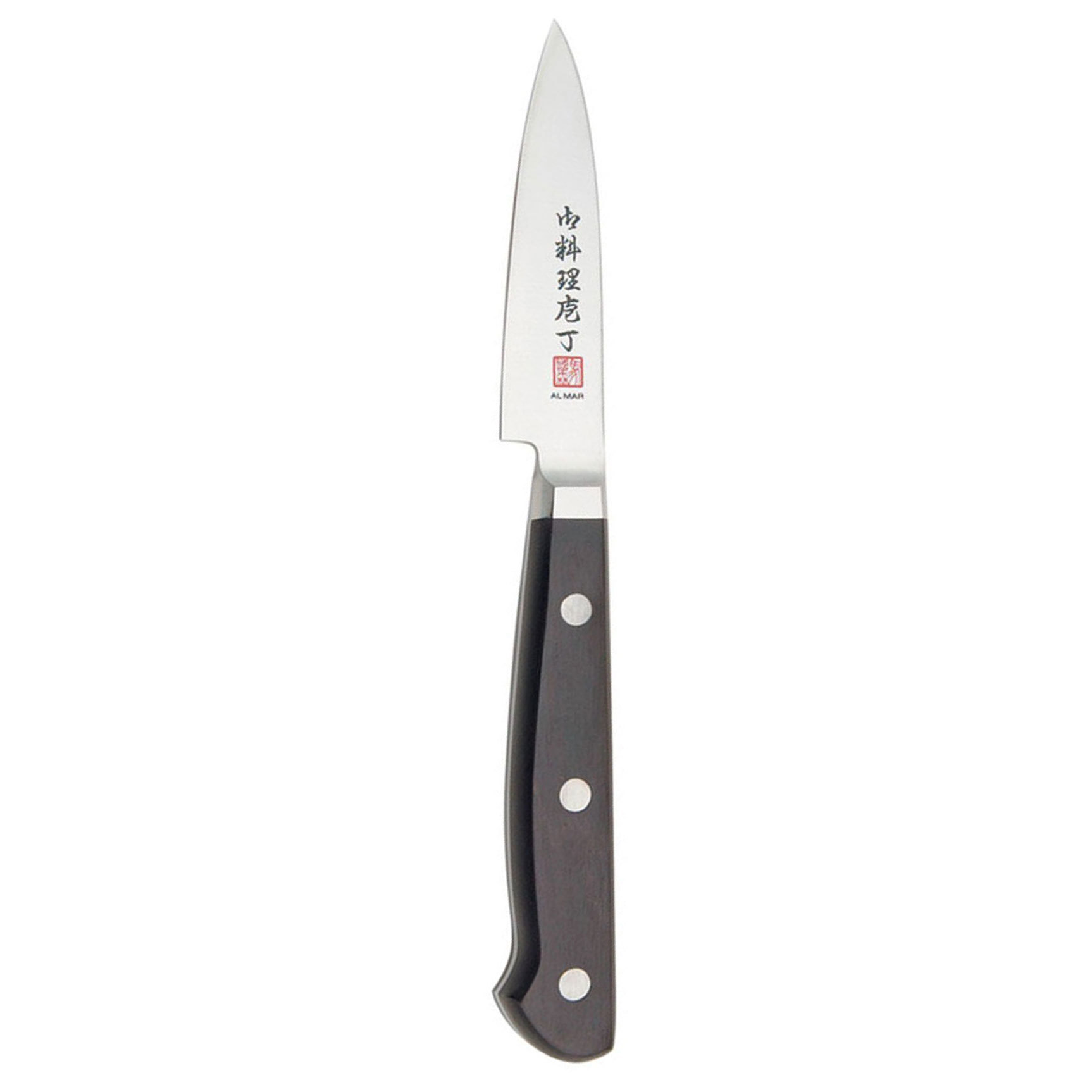 Нож кухонный Al Mar, сталь VG-2/Laminated SUS 410, рукоять Pakka wood, для чистки овощей и фруктов. Фото №3