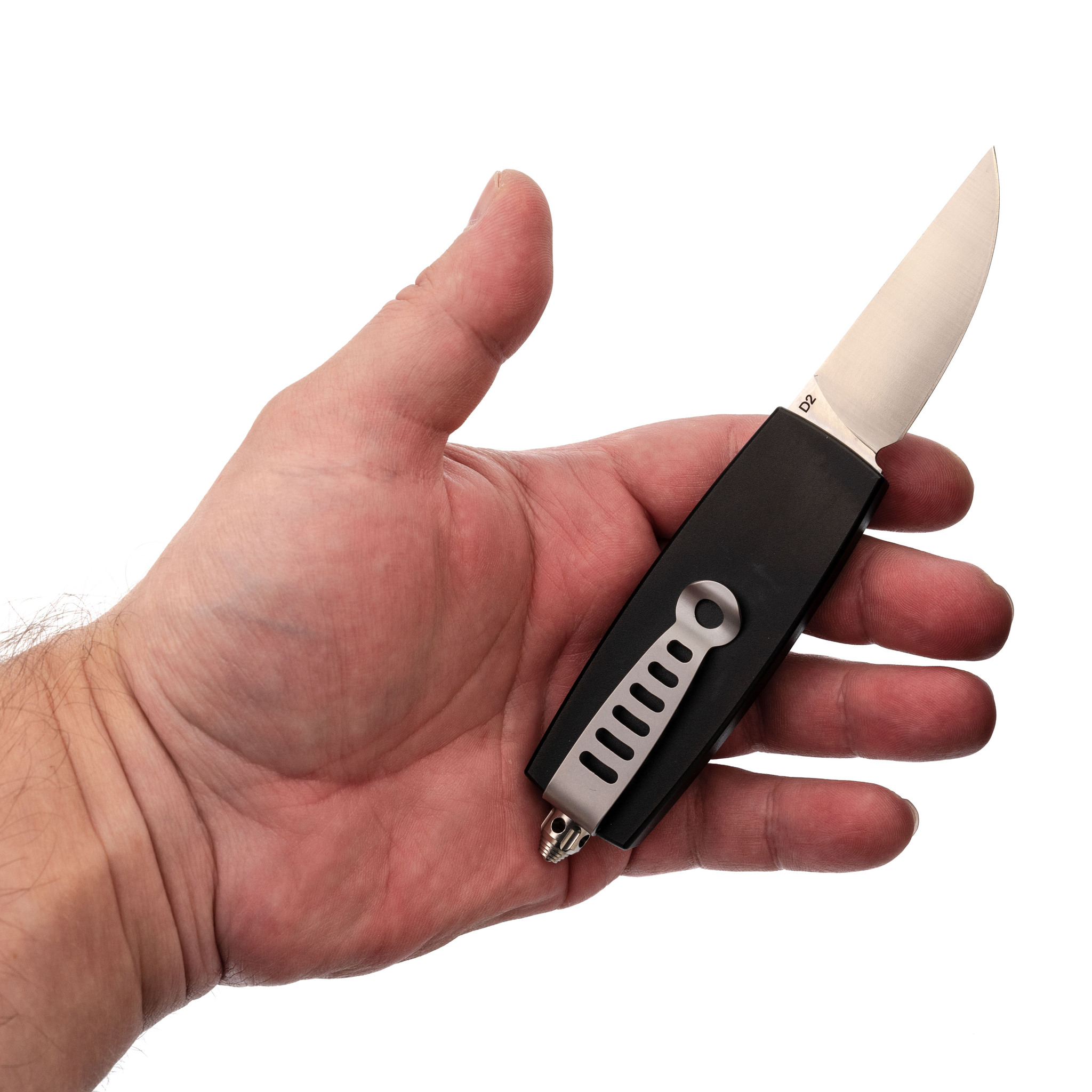 Автоматический нож Steelclaw Криптон-04-1, сталь D2, рукоять алюминий, черный - фото 7
