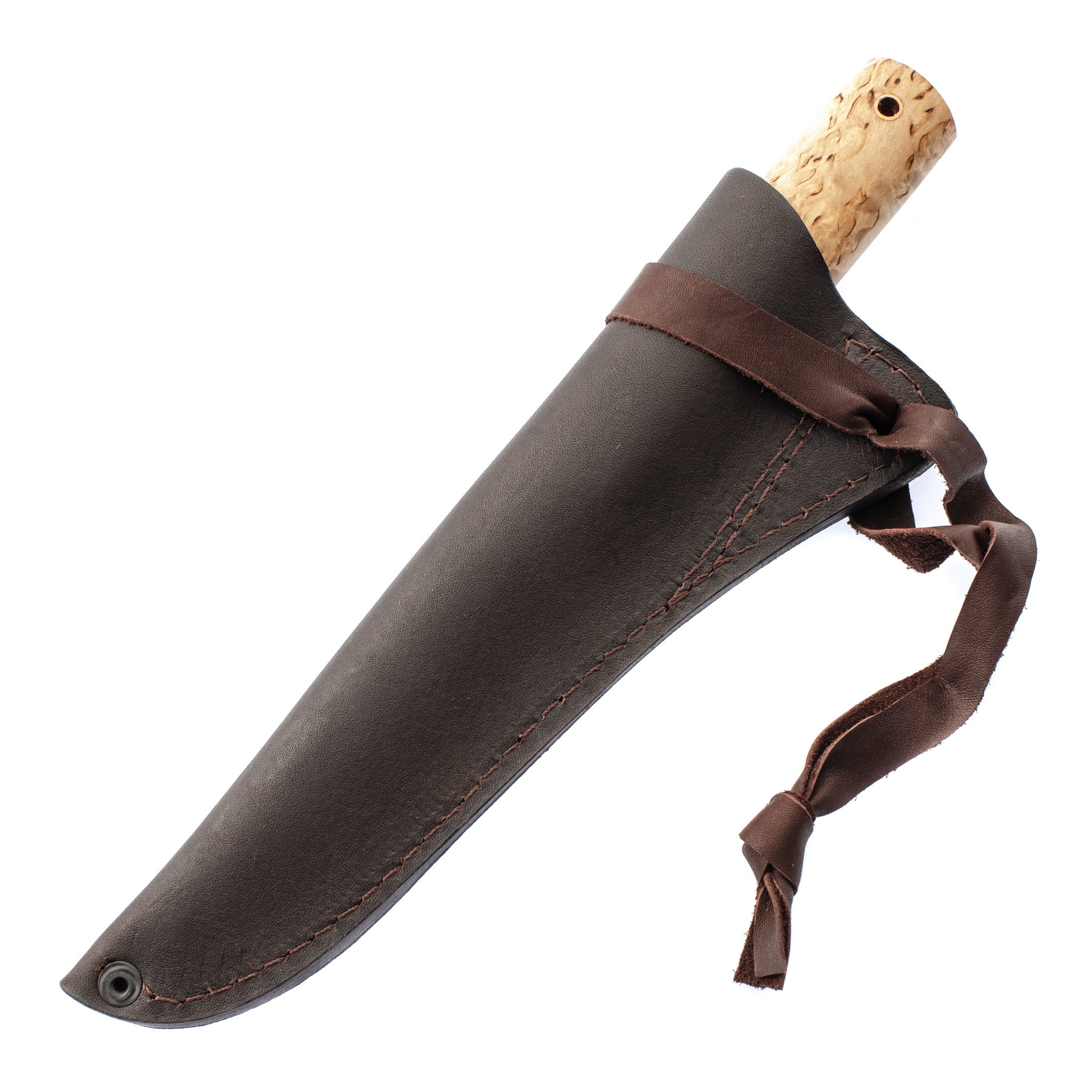 Нож Якутский средний, сталь дамаск, рукоять карельская береза - фото 6