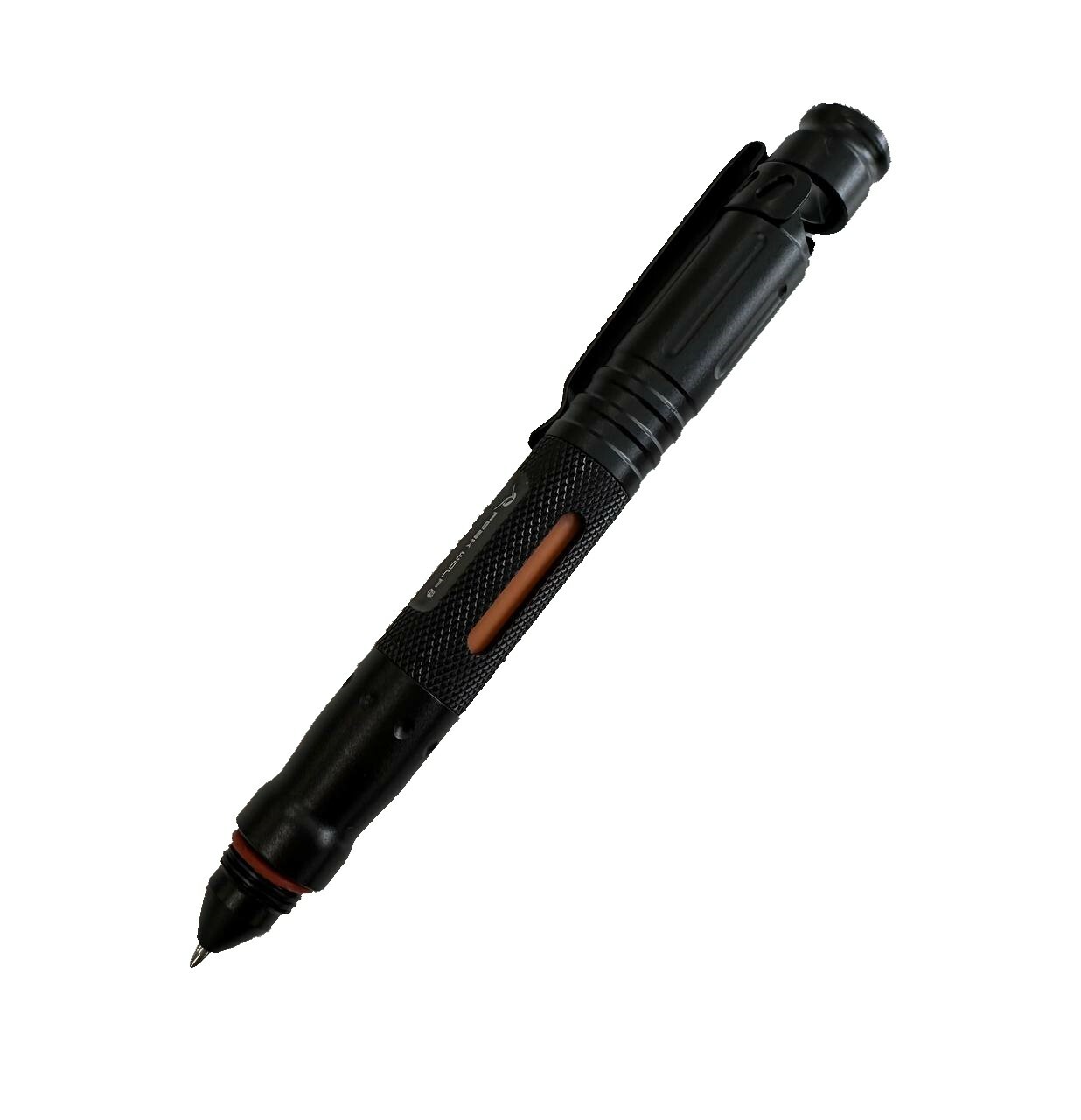 Многофункциональная ручка для выживания  с фонариком 11 в 1, оранжевая