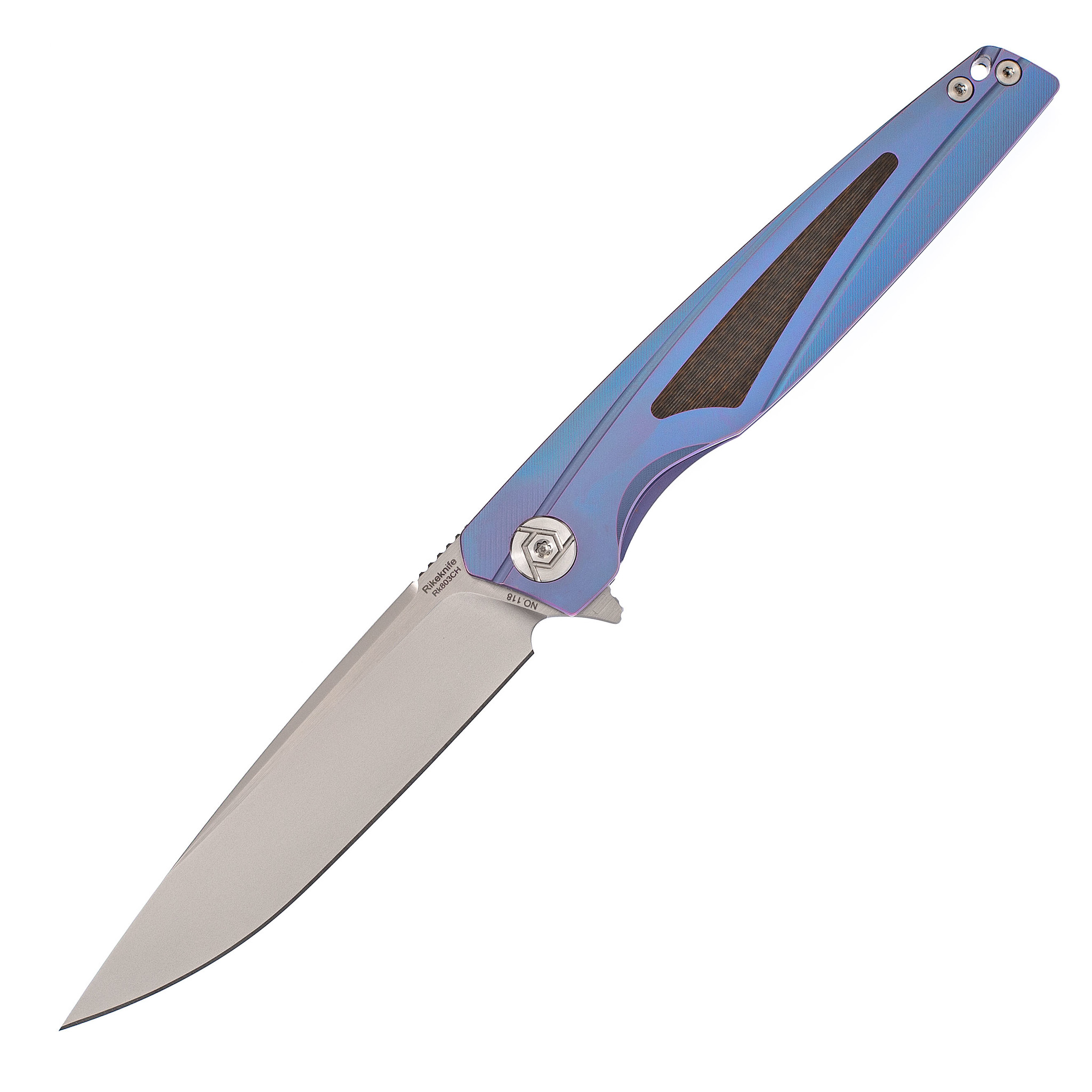 Нож складной 803CH Rikeknife, сталь M390, рукоять Blue Titan/Carbon Fiber - фото 1