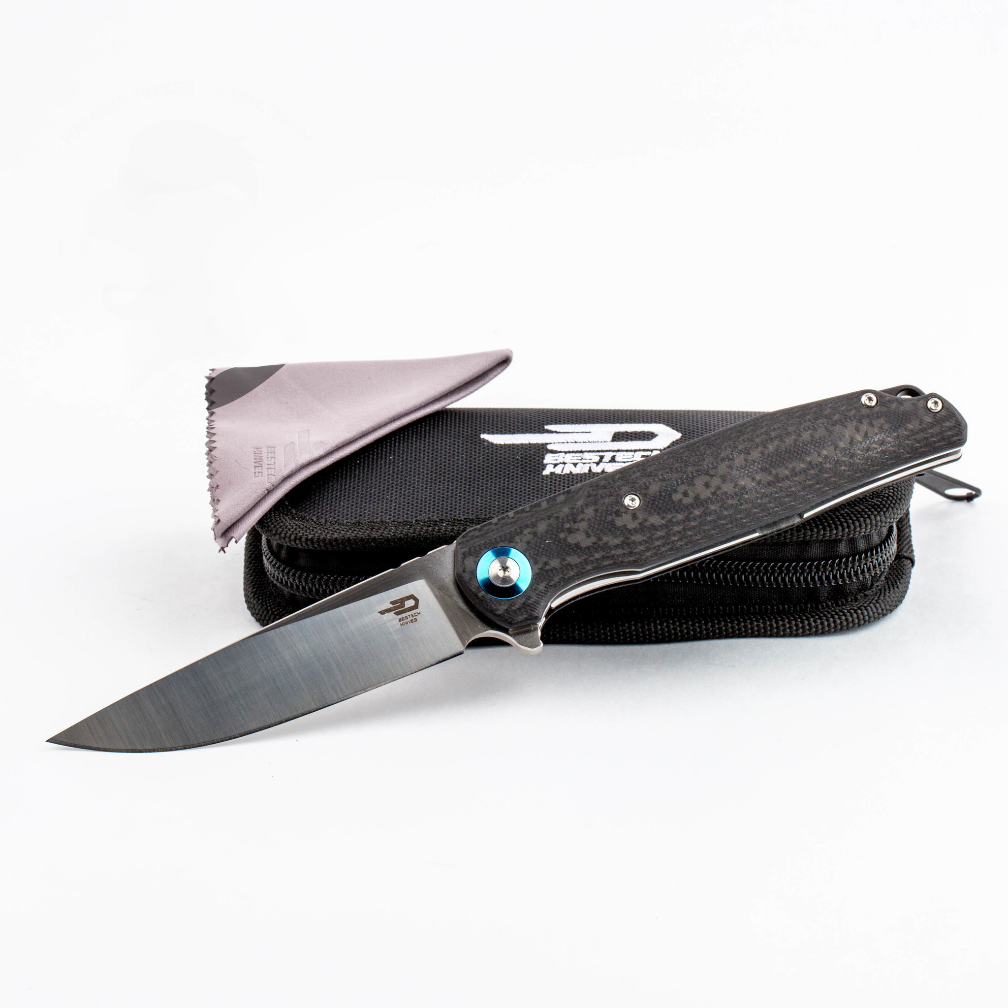 Складной нож Bestech Knives ASCOT, D2, Черно-серый карбон - фото 9