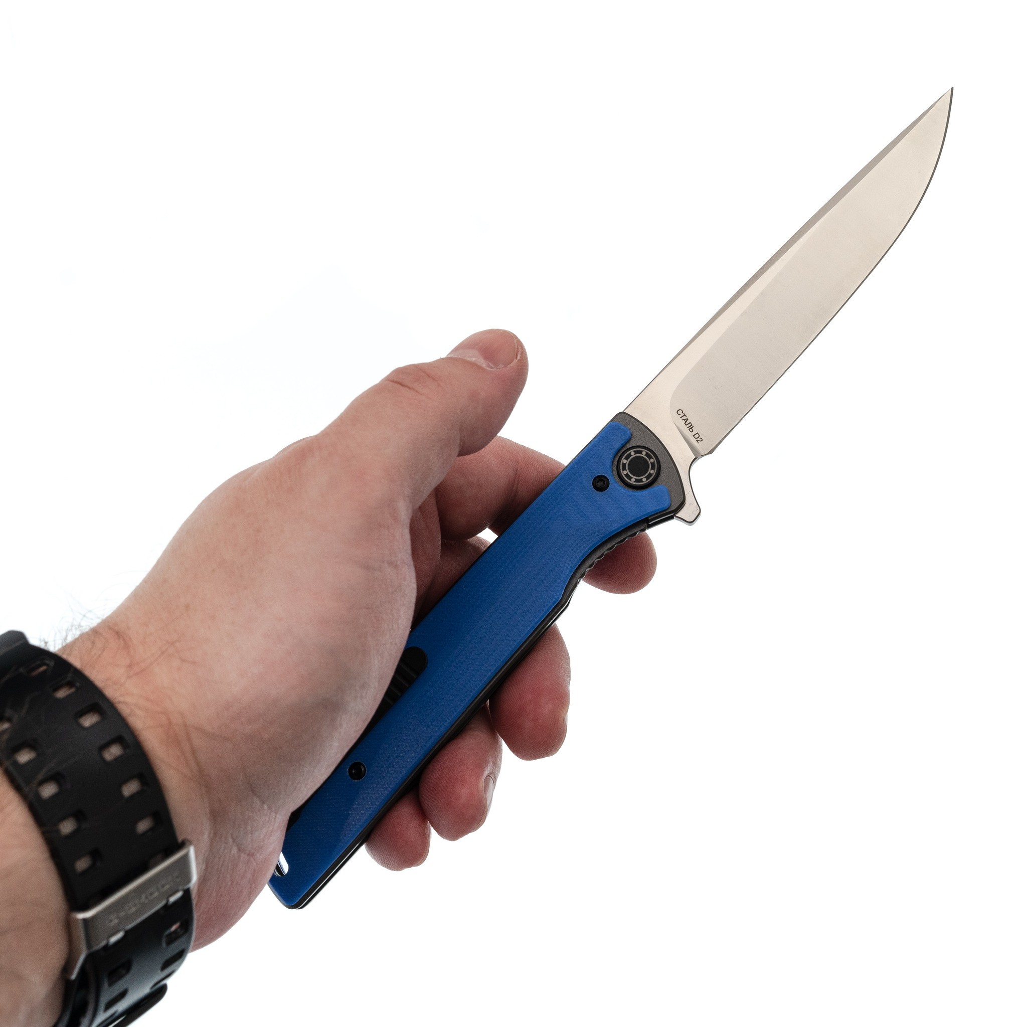 Складной нож Смерш С 350, сталь D2, рукоять G10, синий - фото 7