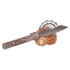 Фото Складной нож Nagao Higonokami Aranea - Spider, 100мм, сталь Aogami Silver, рукоять металл