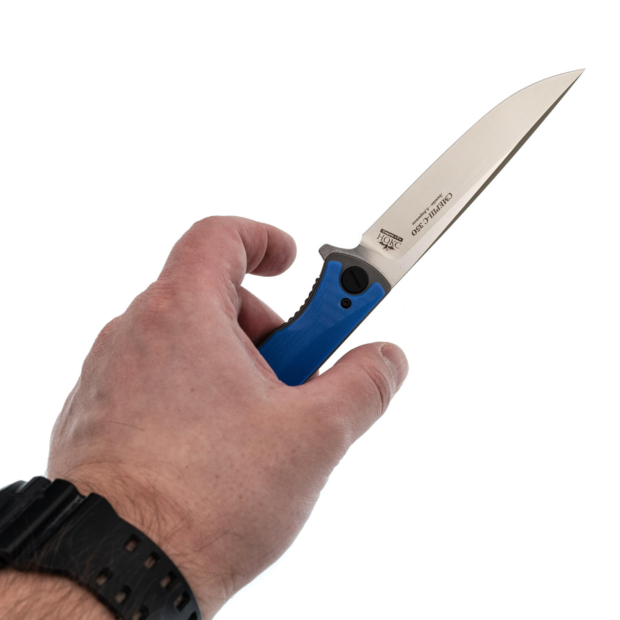 Складной нож Смерш С 350, сталь D2, рукоять G10, синий - фото 8