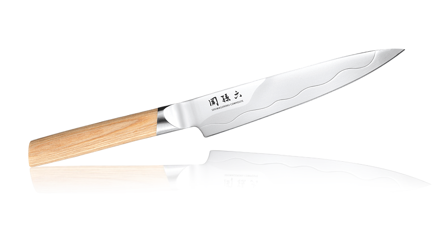 фото Нож кухонный универсальный kai seki magoroku composite 150 мм, сталь vg-max, рукоять дерево tojiro