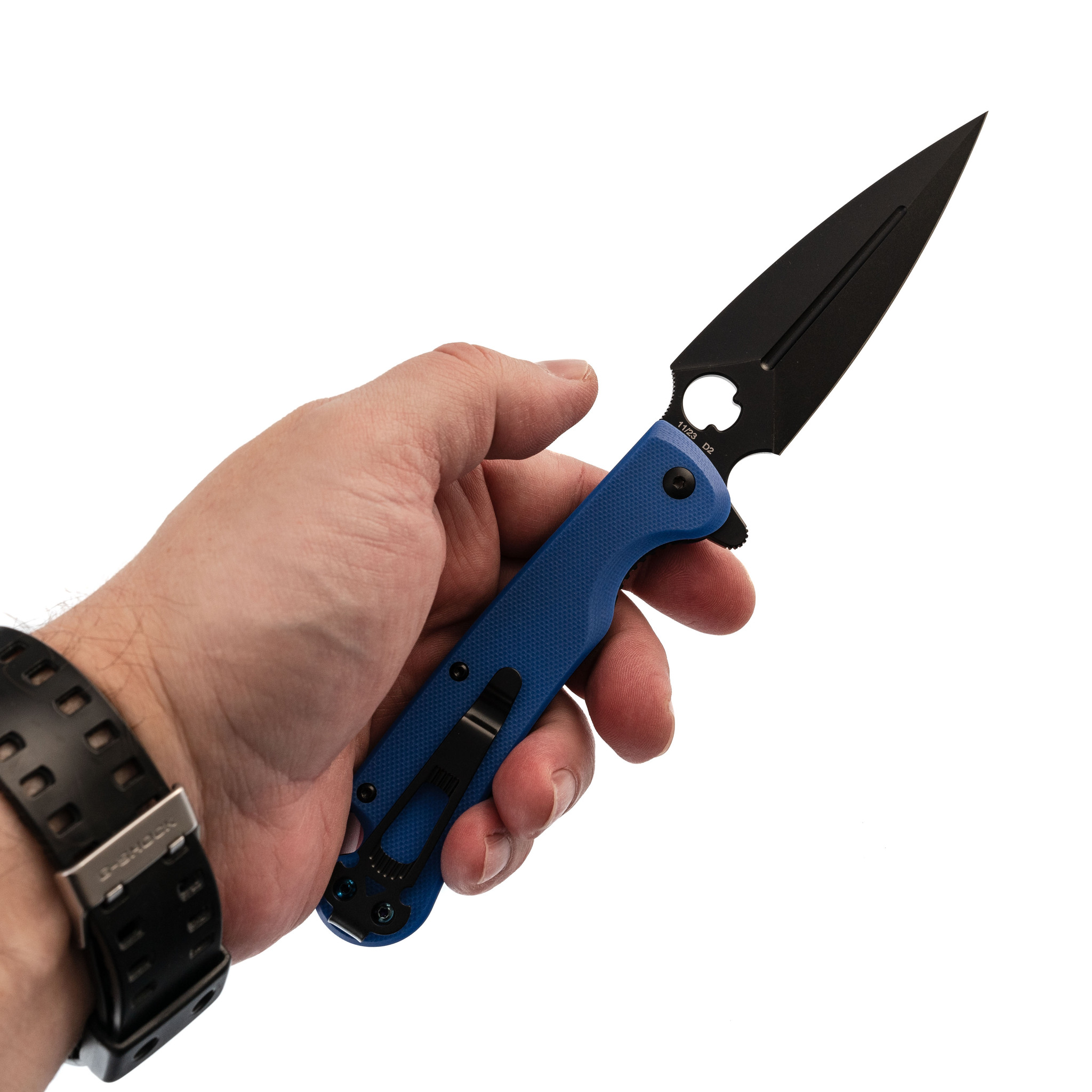 Складной нож Daggerr Arrow Blue DLC, сталь D2, рукоять G10 - фото 7