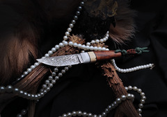 Фото Нож Волчий Век Слоник Custom, сталь N690, рукоять коа, стабилизированный зуб мамонта, G10