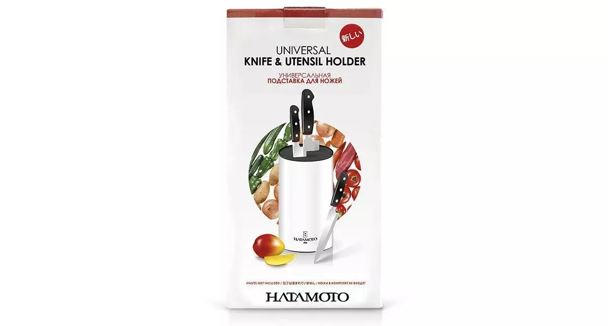 фото Подставка для ножей круглая hatamoto color, белая, пластик, 110*225мм