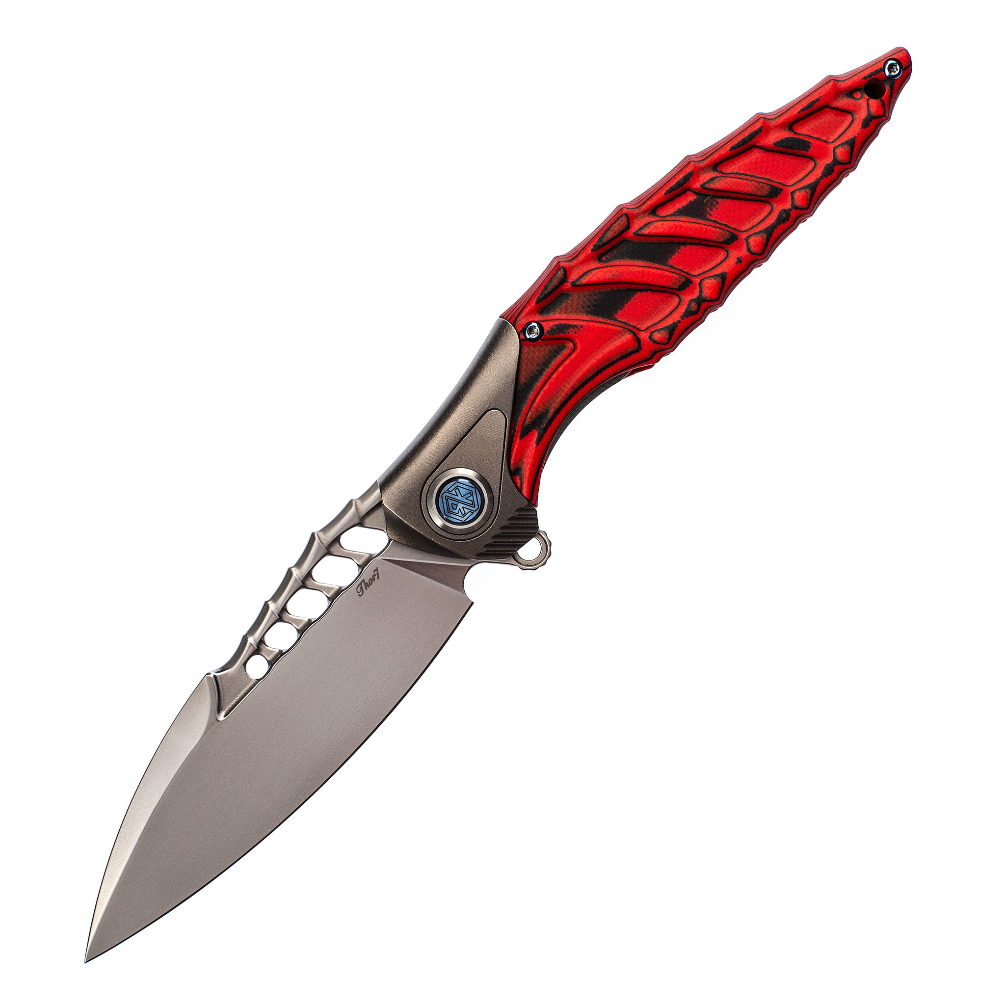 фото Нож складной thor 7 rikeknife, сталь 154cm, red titanium/g10