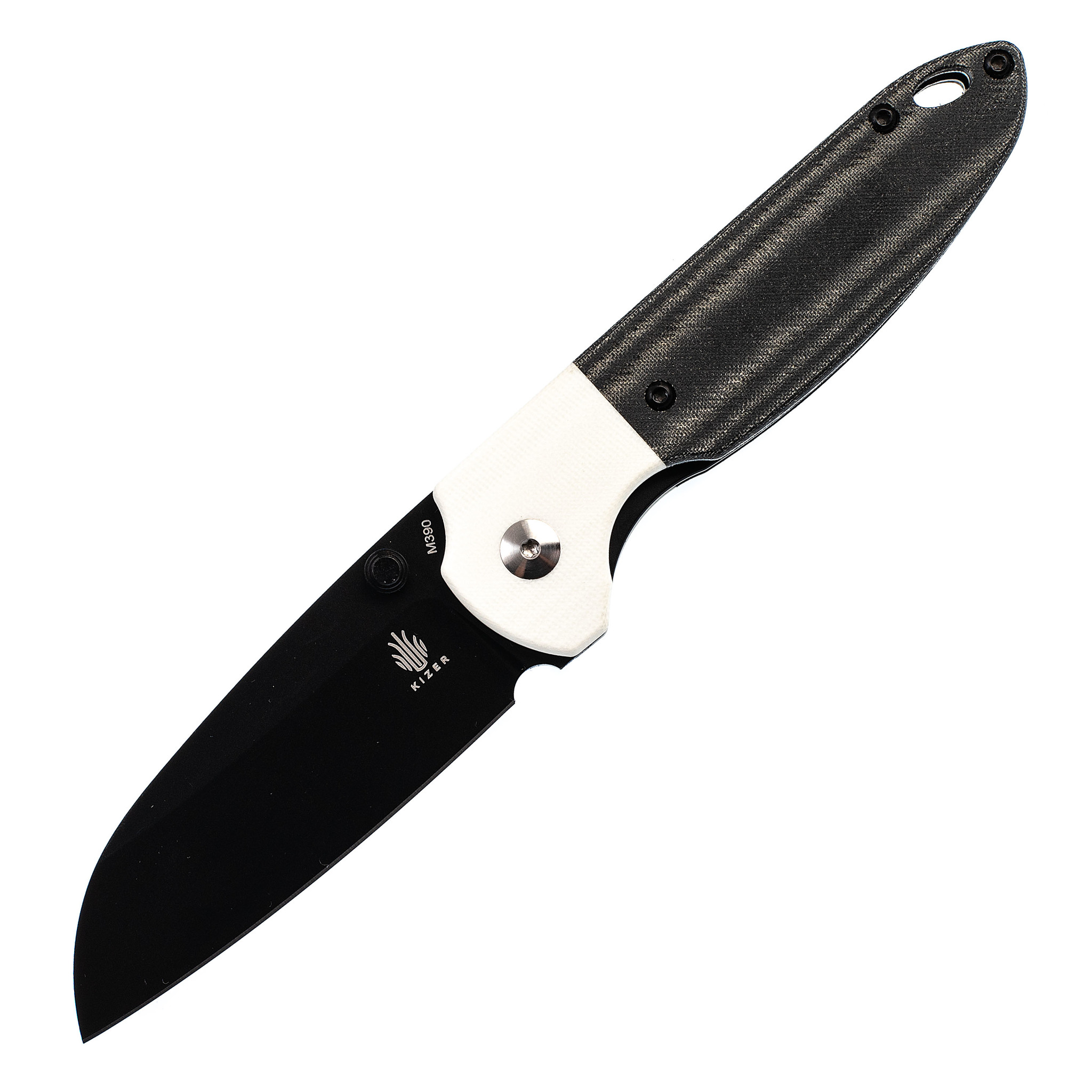 Складной нож Kizer Deviant, сталь M390, рукоять Black Micarta/White G10