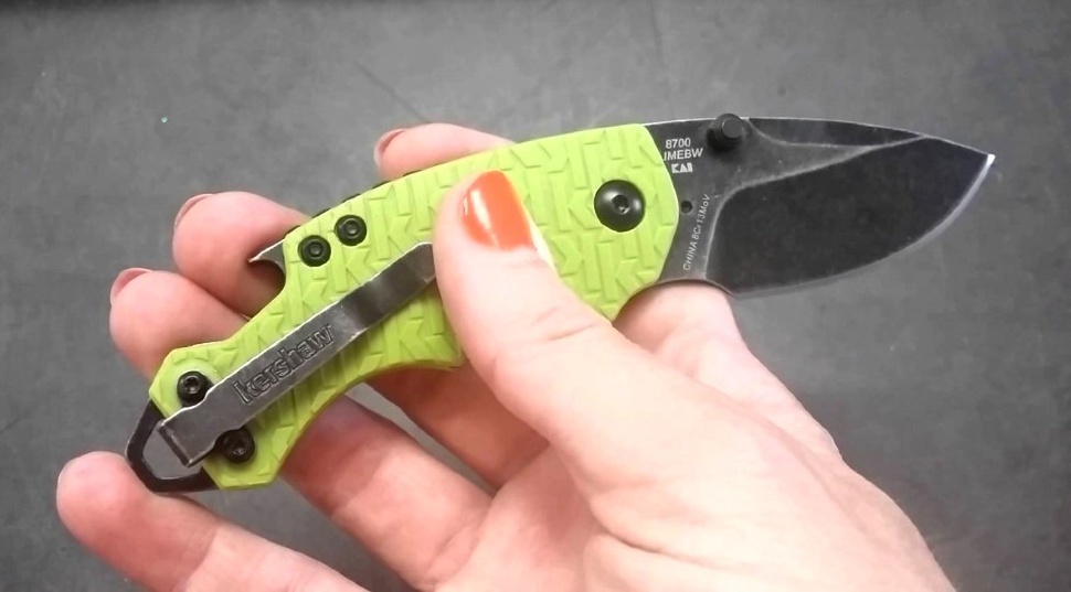 Нож складной Shuffle - KERSHAW 8700LIMEBW, сталь 8Cr13MoV c покрытием BlackWash™, рукоять текстурированный термопластик GFN зелёного цвета - фото 6