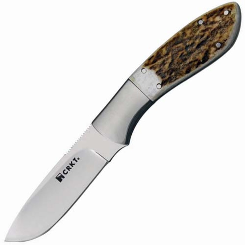 Нож с фиксированным клинком CRKT Grandpa's Favorite, сталь 12C27 Sandvik, рукоять Резной олений рог нож охотничий