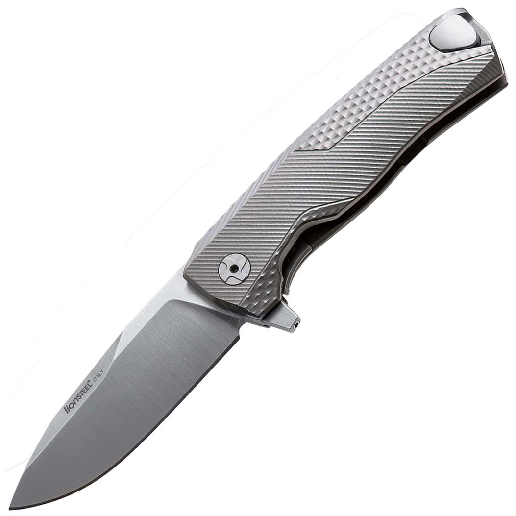 Нож складной LionSteel ROK G, сталь Bhler M390 Satin Finish, рукоять титан, серый цвет