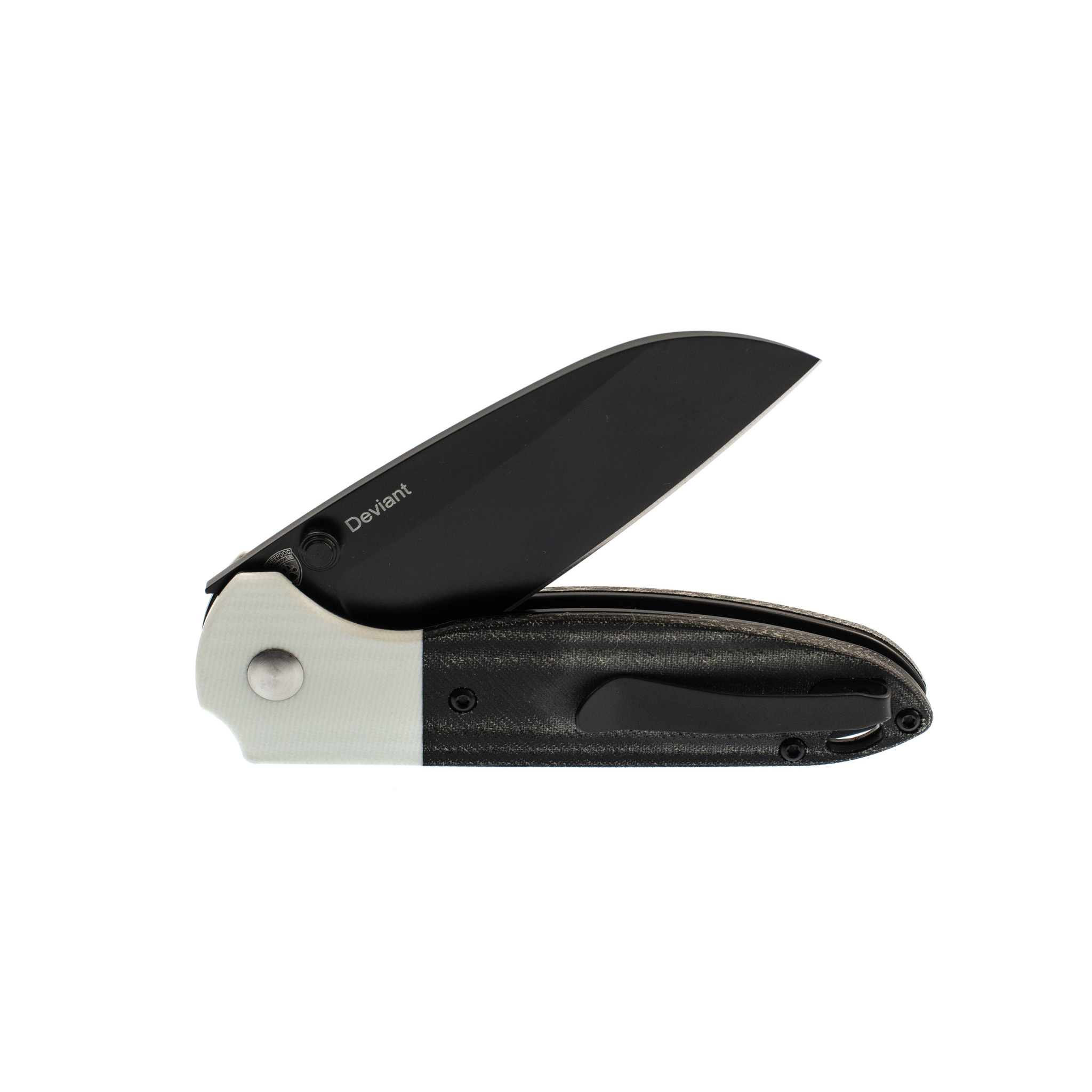 Складной нож Kizer Deviant, сталь M390, рукоять Black Micarta/White G10 - фото 4