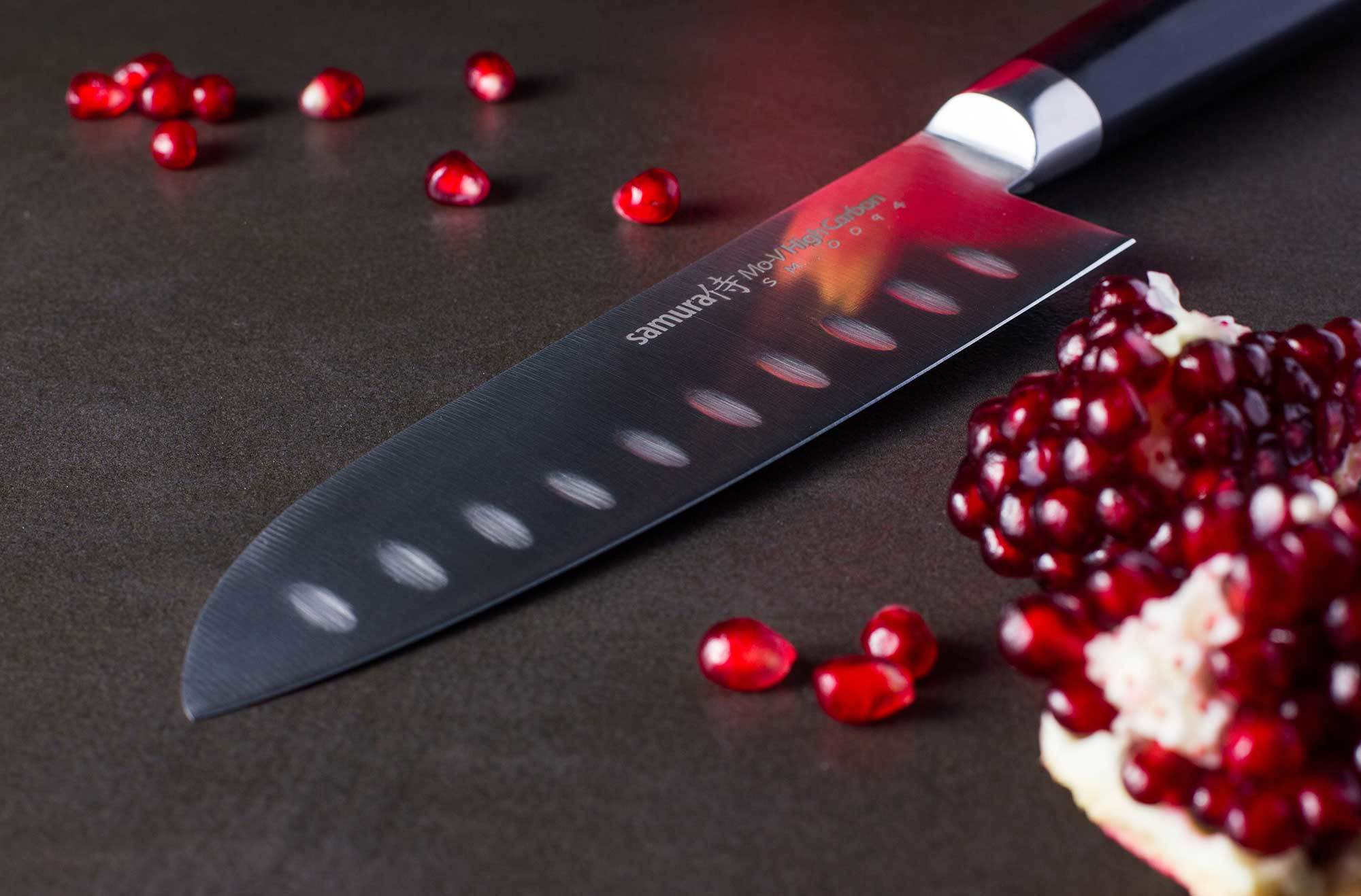 фото Нож кухонный samura mo-v сантоку - sm-0094, сталь aus-8, рукоять g10, 180 мм