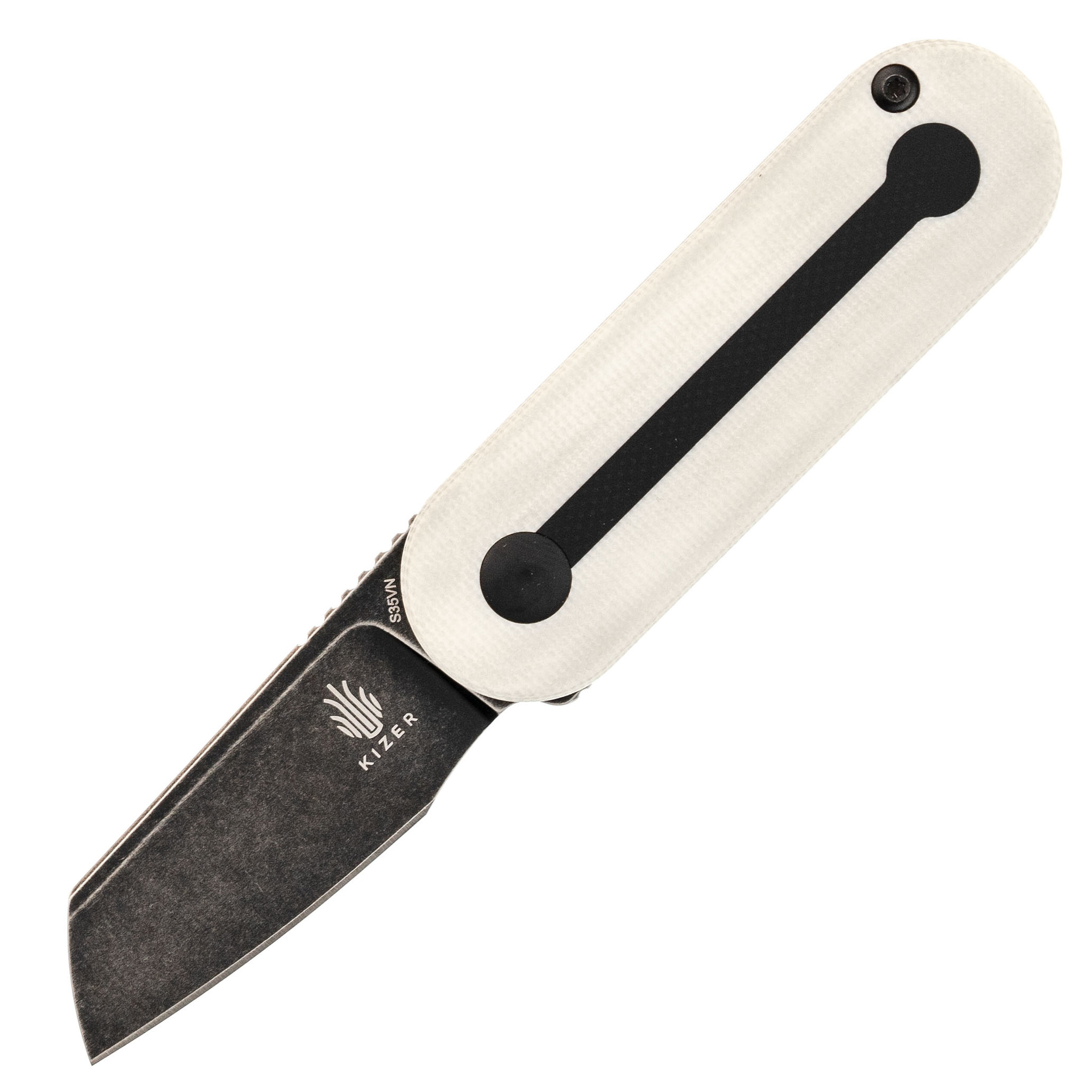 фото Складной нож kizer mini bay, сталь s35vn, рукоять g10, белый