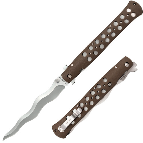 Нож складной Cold Steel Ti-Lite 6 Kris Blade, сталь AUS-10A, рукоять zytel, brown тренировочный нож cold steel fgx push blade i