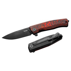 Фото Складной нож LionSteel MT01, сталь MagnaCut, рукоять карбон/титан, красно-черный