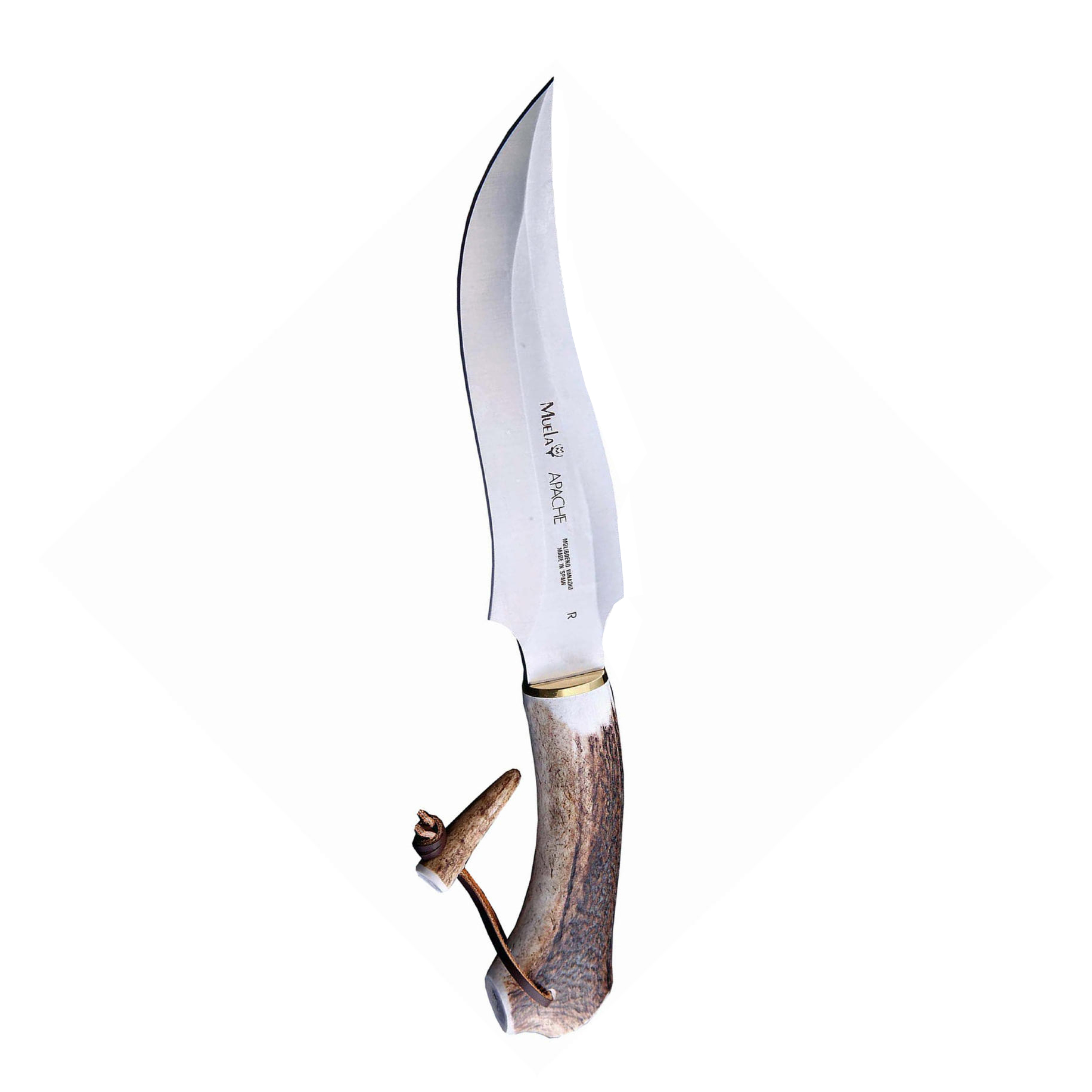 фото Нож с фиксированным клинком muela apache stag handle, сталь x50crmov15, рукоять олений рог, коричневый