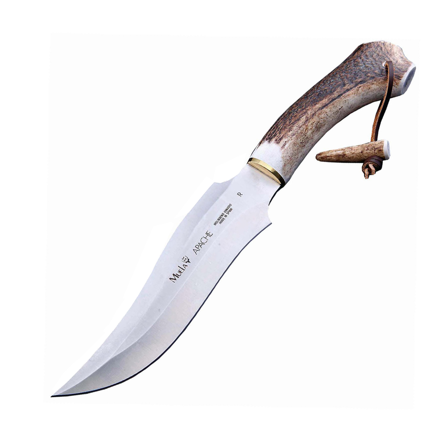 фото Нож с фиксированным клинком muela apache stag handle, сталь x50crmov15, рукоять олений рог, коричневый