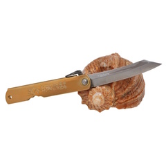 Фото Складной нож Nagao Higonokami Damascus hand forging, 80мм, сталь Aogami, рукоять латунь