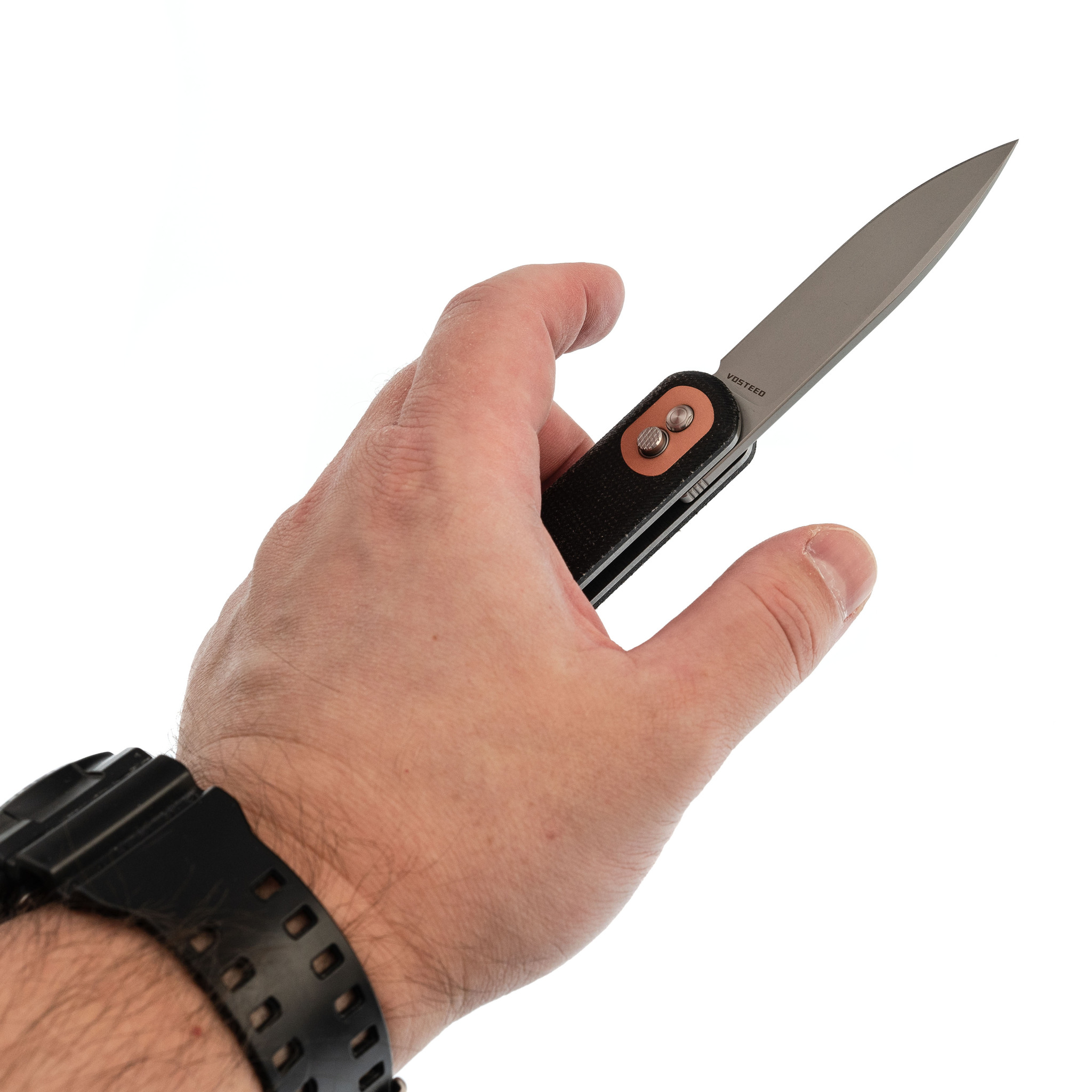 Складной нож Corgi SW Vosteed, сталь 14C28N, рукоять микарта, черный - фото 7