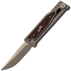 Фото Фронтальный складной нож Reate EXO-M, сталь Elmax, рукоять чёрно-красный G10