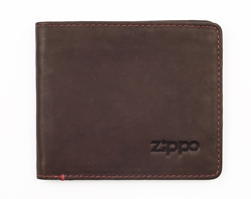 Портмоне ZIPPO, коричневое, натуральная кожа, 11x1,2x10 см портмоне без застежки 3 в 1 для автодокументов и паспорта 4 отдела для карт для монет коричневый
