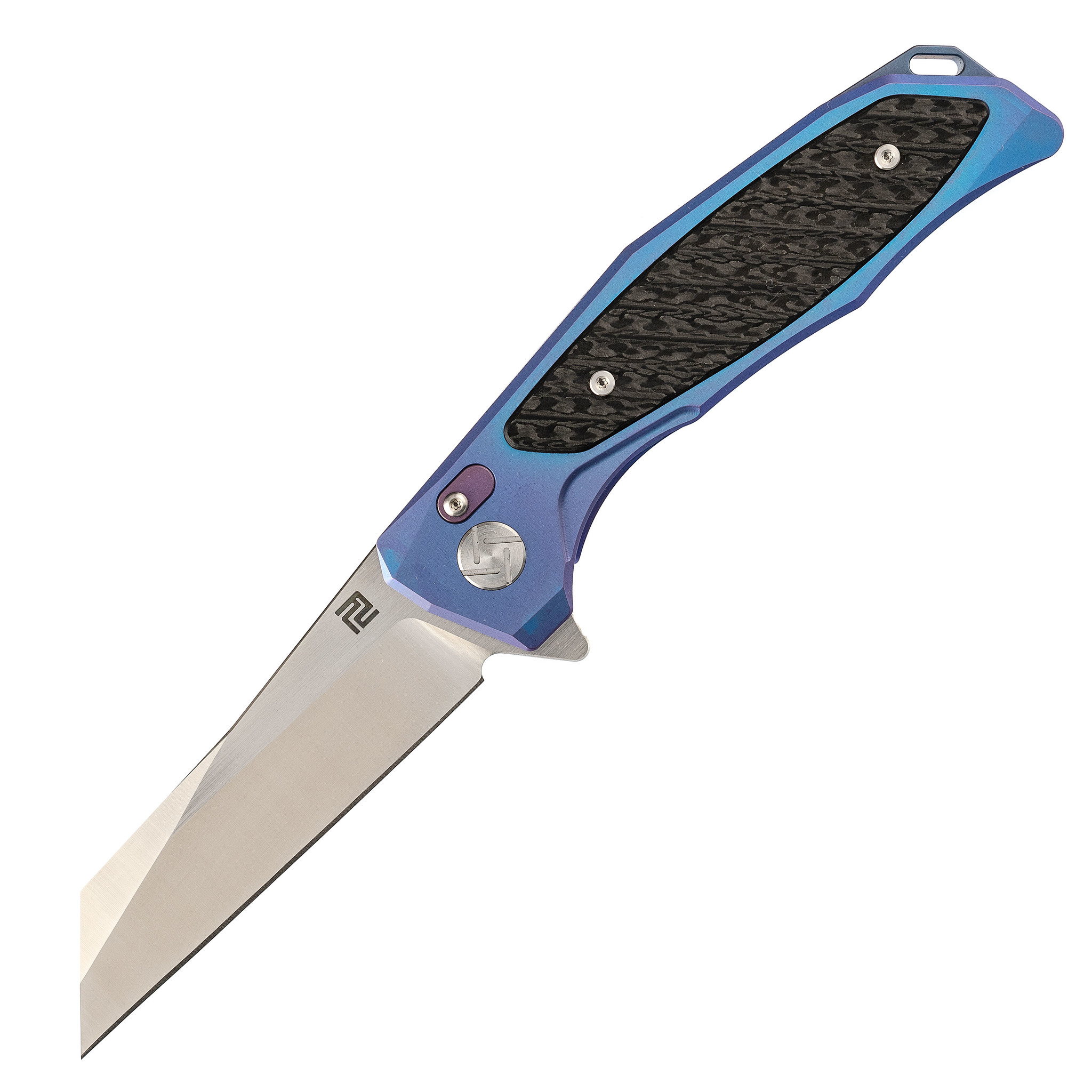 фото Складной нож artisan falcon, сталь s35vn, синий титан artisan cutlery