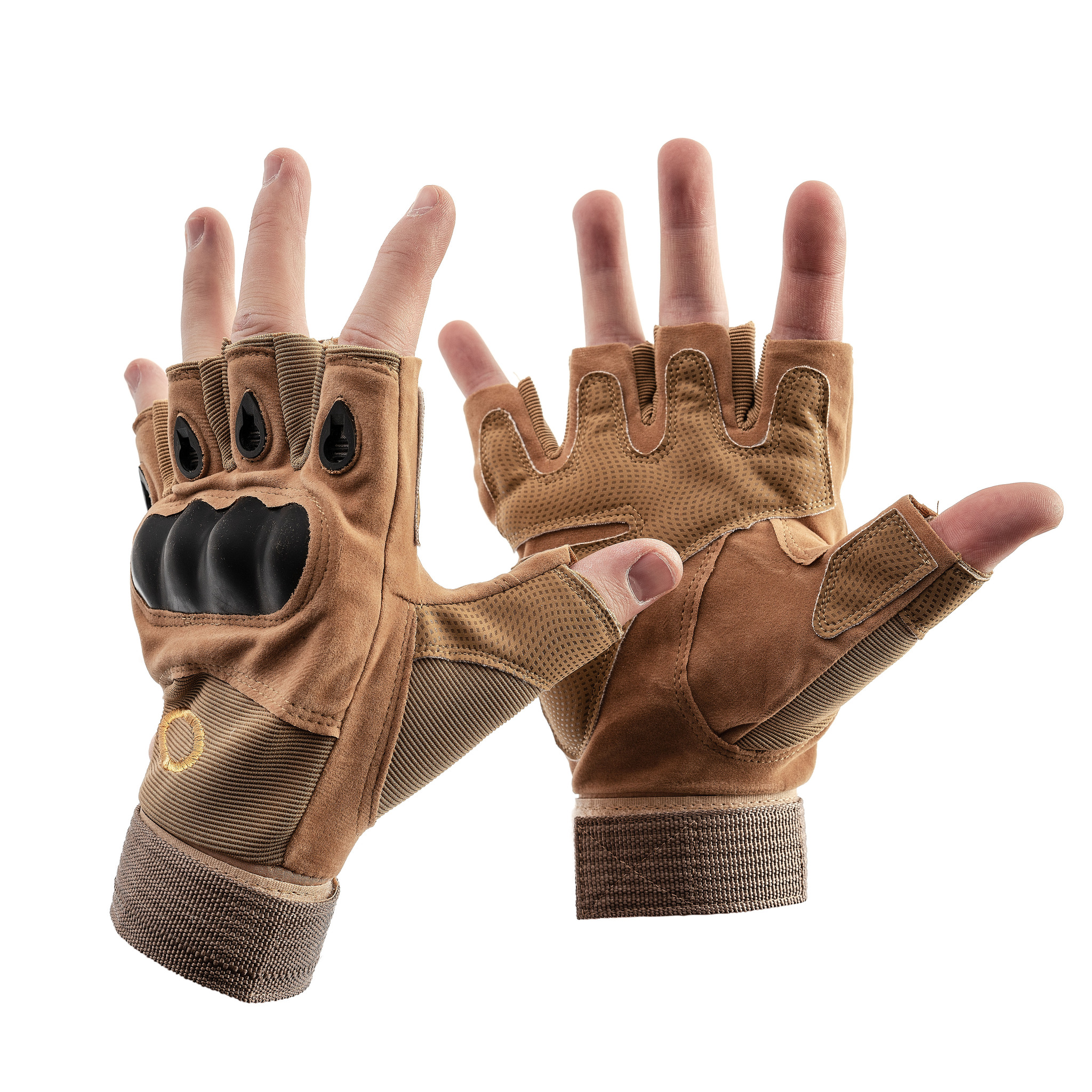 фото Тактические перчатки без пальцев армейские, цвет пустынный камуфляж размер l china factory