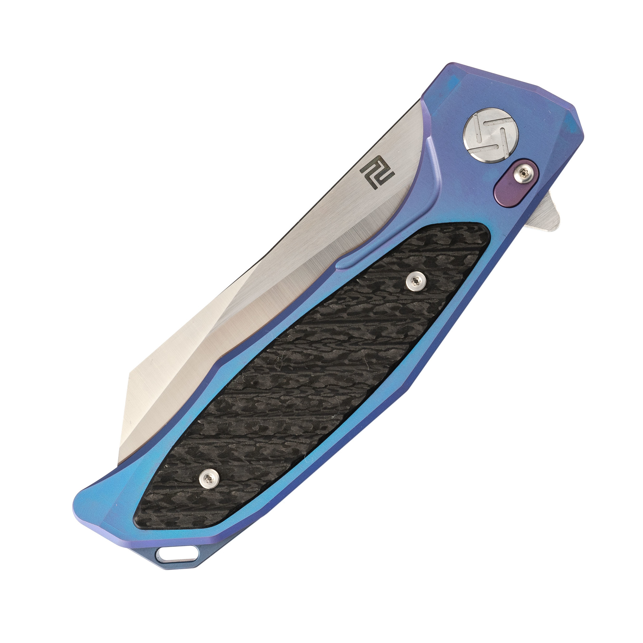Складной нож Artisan Megahawk, сталь S35VN, синий титан - фото 6