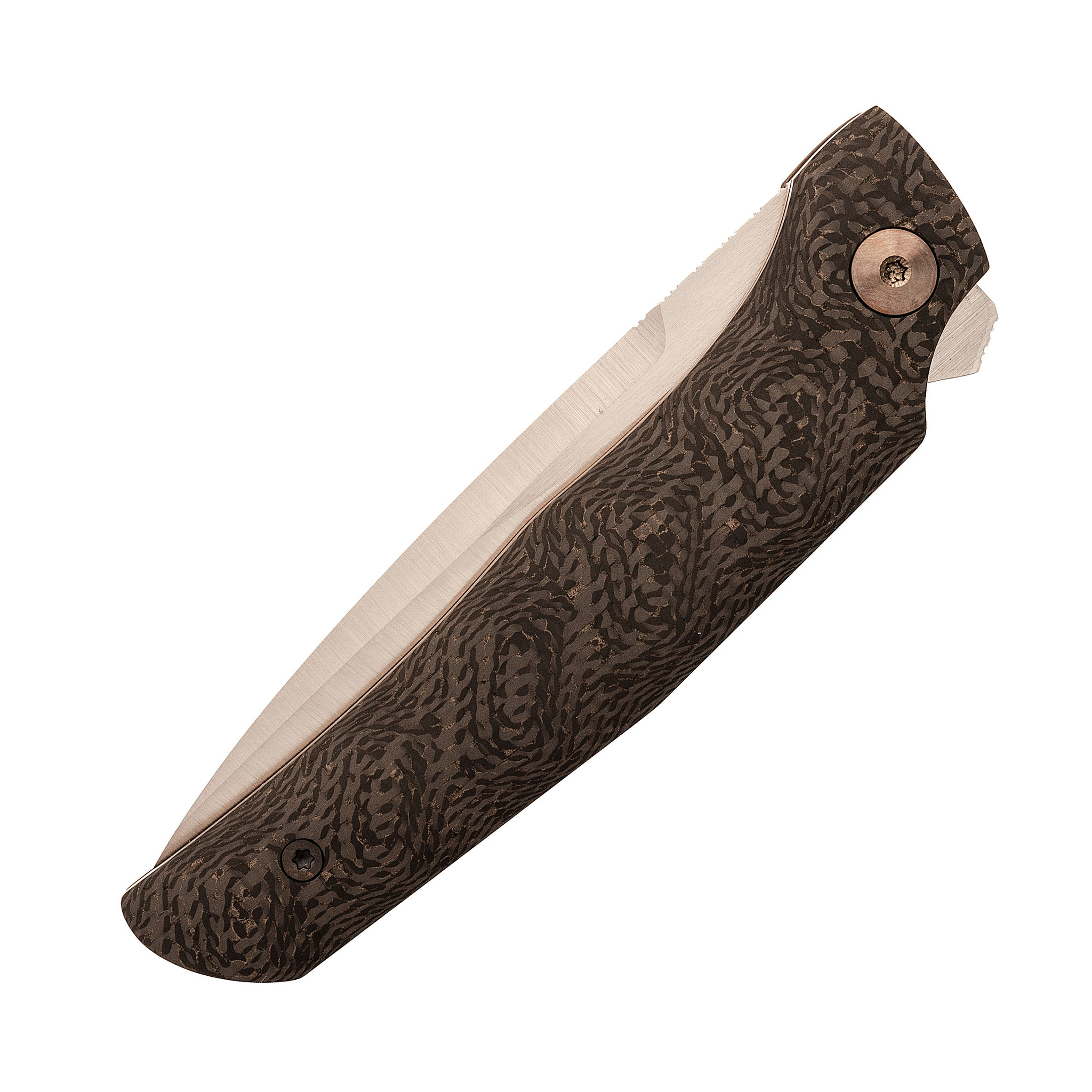 Складной нож In-Yan Custom Assassin, сталь M398, рукоять CF Copper Timascus - фото 5