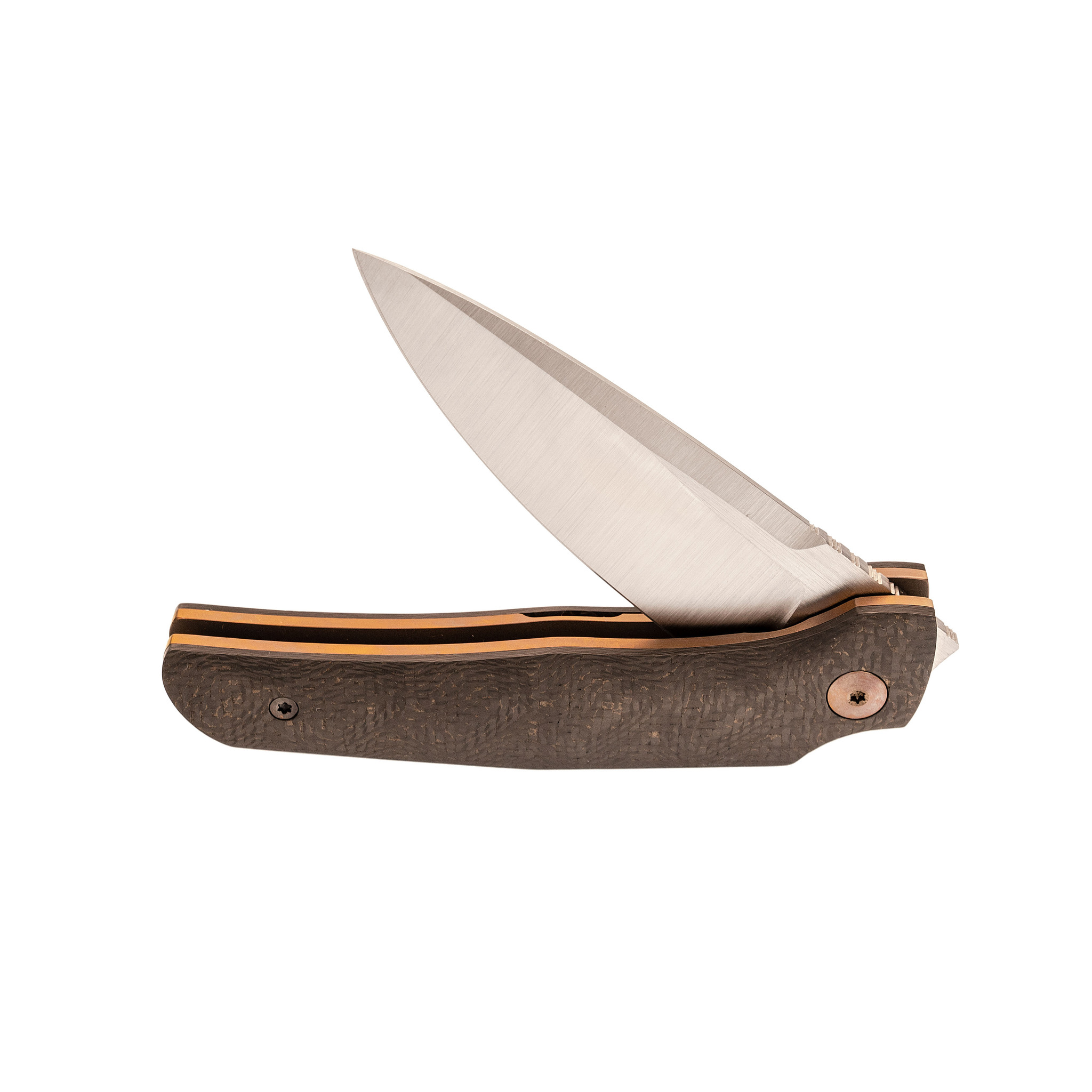 Складной нож In-Yan Custom Assassin, сталь M398, рукоять CF Copper Timascus - фото 8