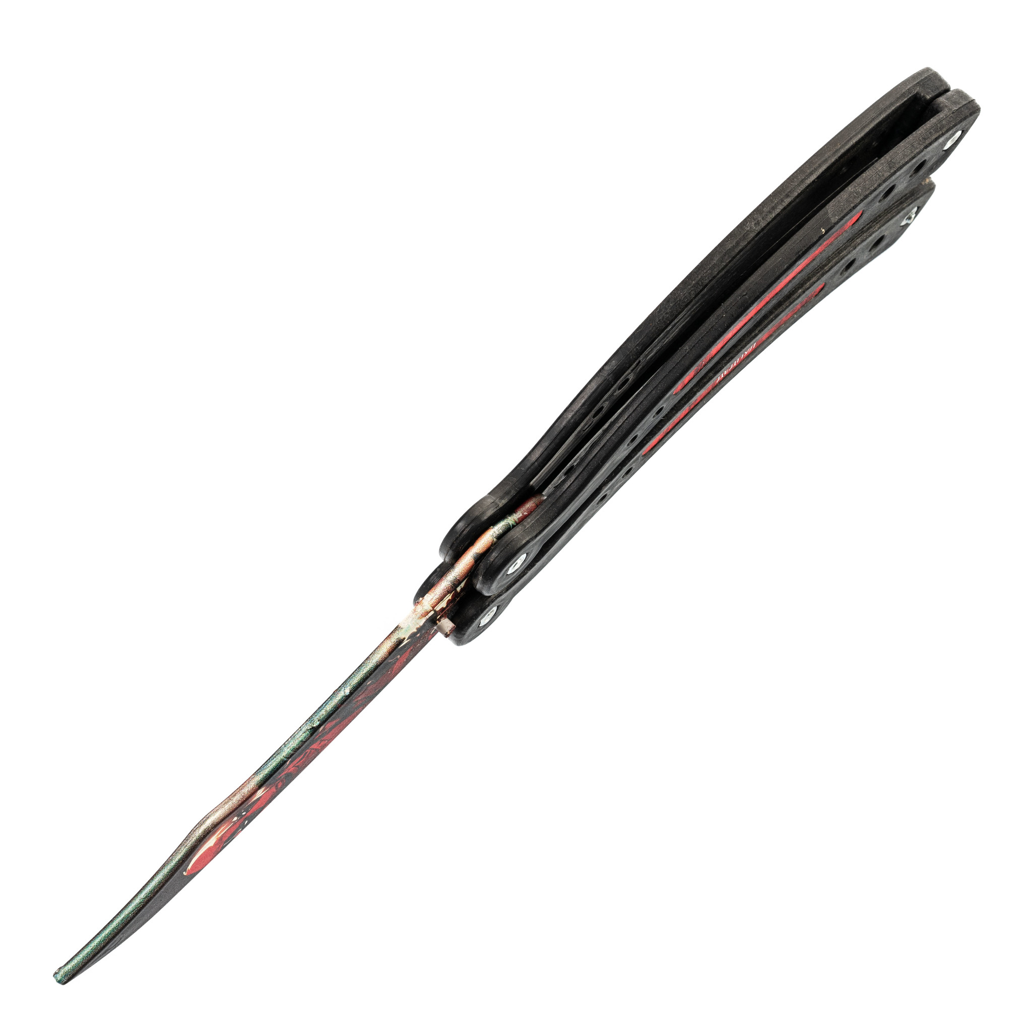 Тренировочный нож-бабочка (балисонг) Дедпул, черный пластик ABS - фото 3