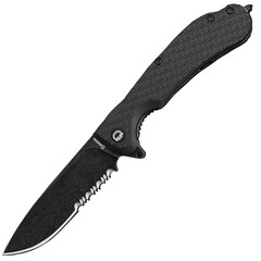 Фото Складной нож Daggerr Wocket All Black Serrated, сталь 8Cr14MoV, рукоять FRN