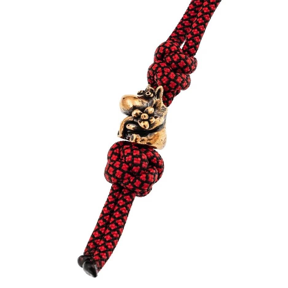 фото Темляк малый с бусиной "мумий тролль", красный foku-cord