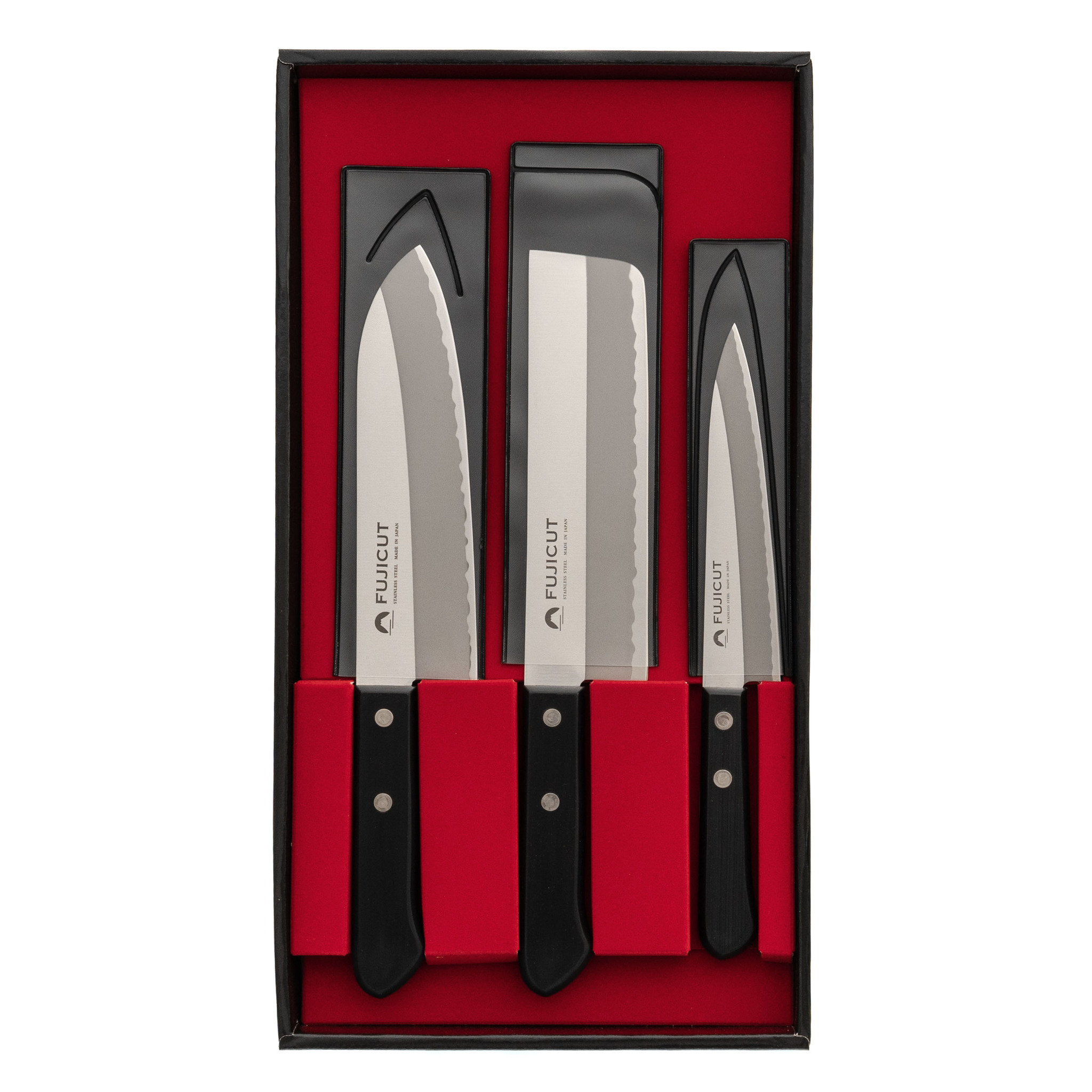 Набор из 3-х кухонных ножей Fuji Cutlery Tojiro, заточка #3000, Подарочные наборы ножей, Наборы стальных ножей