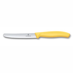Фото Нож столовый серрейтор Victorinox Swiss Classic 11 см, нержавеющая сталь, рукоять пластик, желтый